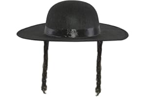PTITCLOWN P'TIT Clown re91041 - Chapeau imitation Rabbi Jacob adulte noir, avec cheveux (papillotes)