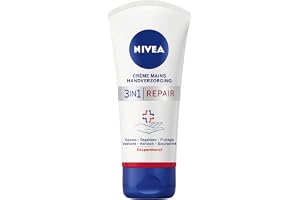 NIVEA 3-i-1 handkräm reparerar mycket torr och hård hud (1 x 75 ml), återfuktande handvård rik och fettfri formula, återställande fuktkräm med Dexpanthenol