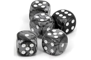 WELOVEDICE Würfel (16mm W6) in Silber/weiße Punkte - Made in Germany - WeLoveBeads - 5 Stück