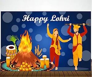 Theme My Party lohri Decoration Party Photography Banner for lohri Backdrop Kids lohri Party (4ft x 4ft)