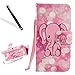 Produktbild Wallet Case für OnePlus 5,Handytasche für OnePlus 5,Leeook Retro Elegant Cute Lovely Rosa Karikatur Elefant Muster Entwurf PU Leder Wallet Brieftasche im Bookstyle mit Standfunktion Karteneinschub und Magnetverschluß PU Lederhülle Leder Tasche Leder Case Cover Hülle für OnePlus 5 + 1 x Schwarz Eingabestift-Pink Cartoon Elephant