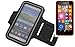 Produktbild Neopren Jogging Armband Sportarmband Oberarmband für Nokia Lumia 630 Dual SIM, schwarz mit Reflektor Streifen. Fitness Lauf Armband