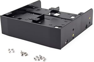 Yunxwd 2.5"/3.5" HDD/SSD vers 5.25" Baie de Lecteur de Disquette Support Adaptateur de Montage d'ordinateur avec vis de Montage et Supports de déflecteur 7mm-15mm 2.5inch HDD