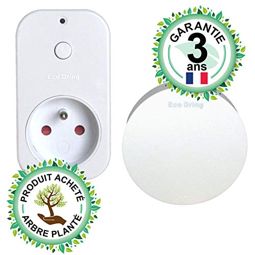 Prise commandée par Interrupteur sans Fil sans Pile - Garantie 3 Ans - portée intérieure 30 mètres, Blanche, RXTX, 1 Prise 1 Interrupteur