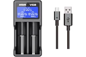 XTAR VC2 Premium USB Charger w/LCD Screen for 3.6V/3.7V Li-ion/IMR/INR/ICR 10440 14500 14650 16340 17335 17500 17670 18350 18490 18500 18650 18700 20700 21700 22650 25500 26650 Li-ion Battery Charger