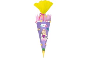 Ursus 9870013 - Schultüte Bastelset Easy Line, Meerjungfrau, sechseckig, Höhe ca. 68 cm, Durchmesser ca. 20 cm, aus 3D Colorwellpappe 260 g/qm, alle Teile vorgestanzt, inklusive Bastelanleitung