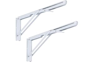 BTSKY Soportes para Estantería Plegables de Metal Escuadra para Estantes 2PCS Soporte Carga Máxima de Peso 60 kg Color Blanco (No se contiene los tornillos y juntas)