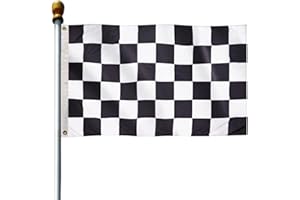 HOLLYLIFE 5ft x 3ft Checkered Flags Black and White Racing Banners 90 * 150cm with Two Brass Grommets Racing Flags for Festival Party Sport Events Gardens Bar Indoor and Outdoor Decoration
