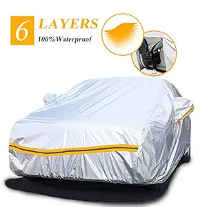 Snow Protect Car Cover,6 Layers Car Cover Outdoor Protection Winter Car Cover Waterproof All Weather Universal Full Car Cover with Zipper A2-3XL(Fits Sedan 181