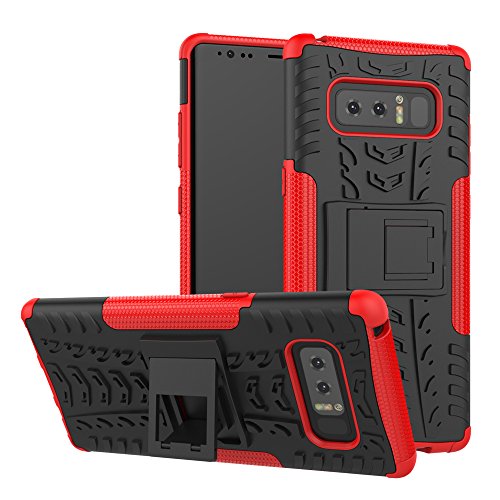 Nadakin Samsung Galaxy Note 8 Funda Tough Armor Robusta Armadura Híbrida Anti-Arañazos Prueba de Golpes Soporte Plegable Case para Samsung Galaxy Note 8?Rojo?