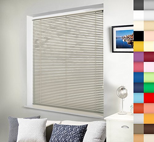 Aluminium Jalousie nach Maß, hochqualitative Wertarbeit , alle Größen und 28 Farben verfügbar, Maßanfertigung, für Fenster und Türen, Alu Jalousien, Schalusie, Fenster, Schalosien, Klemmfix ohne Bohren (Light Beige, Höhe: 200cm x Breite: 75cm)