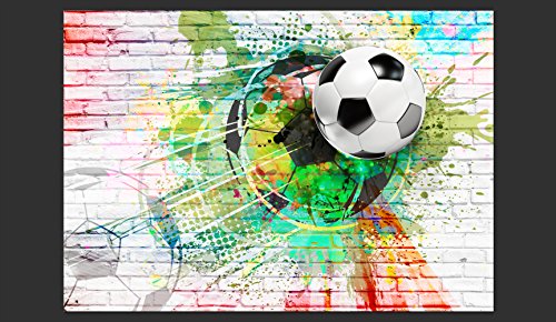 FOTOTAPETE Fussball 400×280 cm – VLIES TAPETE PREMIUM – PROFI QUALITÄT – Top moderne Wanddeko – Riesen Wandbild – Top Design Tapete – Neue exklusive Edition mit noch besser Druckauflösung – Deutsches Premium Vlies – Fußball Ziegel Graffiti Kindertapete Kinderzimmer Kinder i-B-0044-a-a - 4
