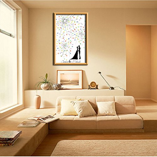 EQLEF® 30 * 40cm Kreative Hochzeit Dekoration Personalisierte Hochzeit Gästebuch Schöne Feuerwerks -süßes Liebhaber Hochzeit Fingerabdruck-Malerei - 3