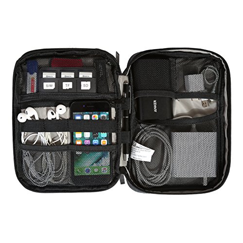 BAGSMART Universaltasche Eletronik Organizer Doppelte Fächer Kabeltasche Schwarz - 3