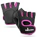 Produktbild Proworks Frauen Fingerlose Handschuhen mit gepolsterter Griffseite zum Gewichtheben, Crosstraining, Heimtraining und mehr – Schwarz mit pinker Trimmung (Mittelgroß)