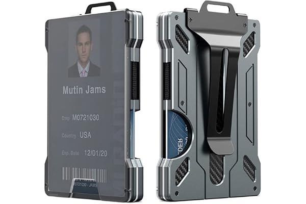 Panlouting RFID-plånbok korthållare i aluminium, med transparent ID-korthållare, arbetsmärke, för upp till 15 kort med sedelk