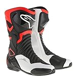  Alpinestars - Botas de Moto - Alpinestars SMX-6 V2 Negras, Rojas y Blanco Fluorescente - Talla 46