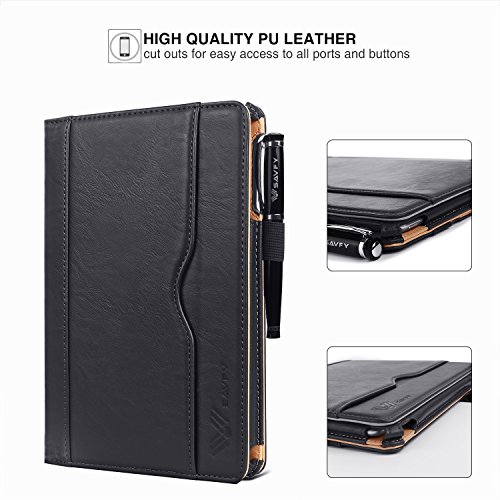SAVFY iPad Mini 1/2/3 Hülle Auto Sleep Wake up Funktion Business Serie Case Smart Cover mit Klettverschluss Handschlaufe, Kartensteckplätze schwarz - 7
