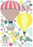 anna wand Wandsticker HOT AIR BALLOONS – Wandtattoo für Kinderzimmer / Babyzimmer mit Tieren in Heißluftballons versch. Farben – Wandaufkleber Schlafzimmer Mädchen & Junge, Wanddeko Baby / Kinder - 3
