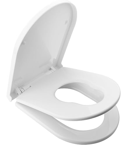 Abattant WC Avec Frein De Chute - Forme D, Fermeture Douce, Montage Top-Fix En 10 Min, Blanc, Facile à Nettoyer