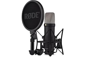 RØDE NT1 5th Generation Large-diaphragm Studio Condenser Microphone with XLR and USB Outputs, Shock Mount and Pop Filter for Music Production, Vocal Recording and Podcasting (Black)