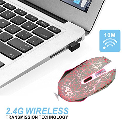 M2 kabellos wiederaufladbar Gaming Maus Optische geräuschlos Mäuse mit Nano Empfänger 6 Tasten für Mac Notebook Desktop Laptop - 4