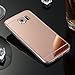 Produktbild POEGO Samsung Galaxy S6 weiche Silikon TPU Schutzhülle Cover Case Etui Transparent Ultra Dünn mit Spiegelnder Rückseite Rosegold