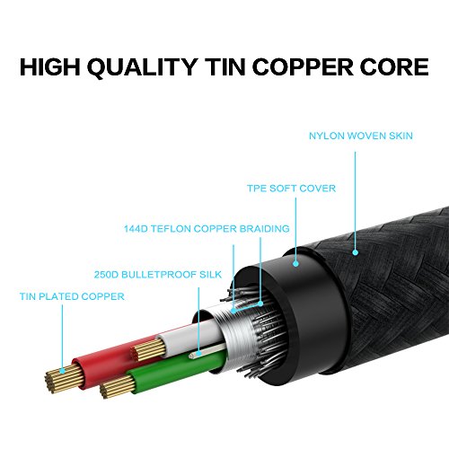 IPhone Cable , Gestop Lightning Cable 1M/3.3FT,  Nylon Braided Cord Lightning Cable Certified to USB Charging Charger for iPhone 7/7 Plus/ 6S/6/SE/5S/5/iPad/ iPod Nano 7[Black White]