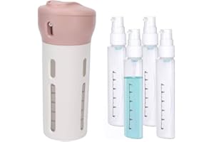 KIMISS Butelki Podróżne Wielokrotnego Napełniania, Dozownik Podróżny 4 w 1 Szczelny Przenośny Pojemnik Podróżny Wielokrotnego Napełniania z naklejką na Szampon i odżywkę do Perfum (Różowy)