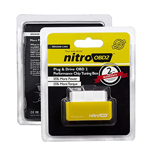 Nitro OBD2 Plug and Drive OBD2 Performance Chip Tuning Box Engine Diagnostic Tool for Benzine Cars (Yellow)