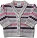Newborn NB months - Baby Girls Pretty Knitted Cardigan - Creamy White with Purple and Pink Stripes