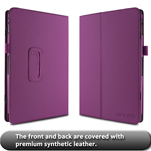 TrekStor SurfTab twin 11.6 Hülle Case -Infiland Slim Fit Folio PU-lederne dünne Kunstleder Schutzhülle Cover Tasche für TrekStor SurfTab twin 11.6 Volks-Tablet, 29,5 cm (11.6 Zoll 2in1 Tablet-PC) (mit Auto Schlaf / Wach Funktion,Tablet und Tastatur sind nicht entgehaltet) (Lila) - 3