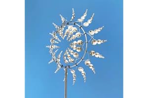 Zebbyee Molino de Viento de Metal único y Mágico, Carillones de Viento para Estar al Aire Libre, Jardín Windspinner Decoración con Estaca de Jardín de Metal, Escultura Cinética para Patio, Césped