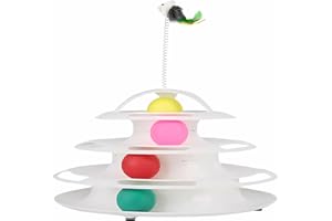 ZHOUHON giocattolo per gatti con torre di binario, giocattolo per gatti, giocattolo per animali/giocattolo per gatti con torre di binario a quattro strati (bianca)