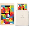 Junior Turtle's Kids Wooden Tetris Puzzle - Set of 1, Educational Brain Teasers Game Toy for Ages 3-8 Years, Perfect Return Gift for All Age Groups with Bag (with Bag)
