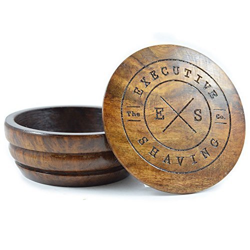 Executive Shaving Large Oak Wood Shaving Soap Lathering Bowl with Lid