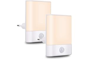 Brisun lampki nocne LED z czujnikiem ruchu i regulacją jasności, 2 sztuki, 3 tryby pracy (auto/On/Off), do pokoju dziecięcego, korytarza, sypialni, łazienki, salonu, ciepła biel