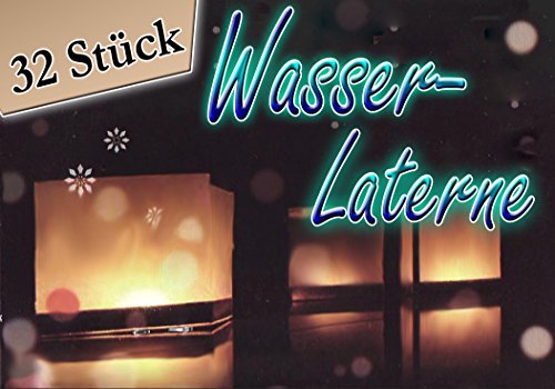 32 x Wasserlaterne Wasserlampion mit Teelicht Papierlaterne 15 cm