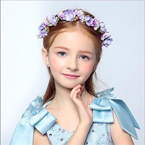 GCF® Wedding Hair Accessories Wreath Flower Headband Women Crown Bridal Hairbands , purple garlands