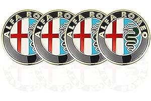 ALIEDA 4pcs Capuchons Cache Moyeux de Voiture, pour Alfa Romeo Mito 147 156 159 166 Giulietta Spider Stelvio, 50mm, Capuchons Centraux Roue D'insigne Jantes Anti-poussière,A