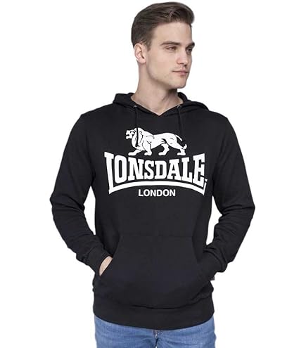 Lonsdale Sweatshirt 'Beetham' zwart / wit hoodie | H