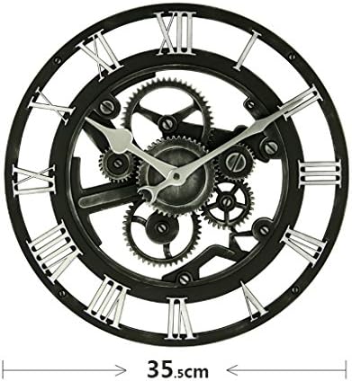 HYLR Gear wall clock 14 inch European circular living room wall clock Living room creative fashion retro nostalgic wall clock