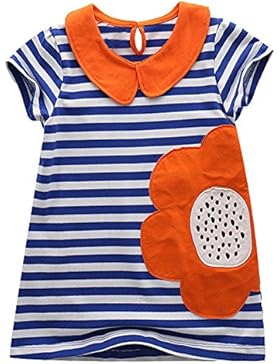 Kaily Mädchen Baumwolle Cartoon Kurzarm T-shirt Kleid