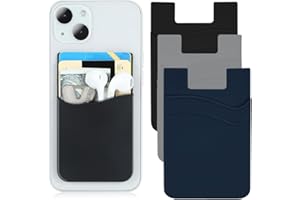 CPJJ 3 Pièces Double Pont Porte-Carte Adhésif Pour Téléphone,Pochette Autocollante Silicone Pour Smartphone,Format Carte Bleue,Noir,Gris,Bleu