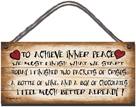 Shabby Chic Birthday Occasion Wooden Funny Sign Wall Plaque. to Achieve Inner Peace. Gift Present
