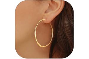 PROSTEEL Boucle d'Oreille Femme Créole 30mm/40mm/60mm/80mm Boucle d'Oreille Anneau Plat en Acier Inoxydable/Plaqué Or/Noir