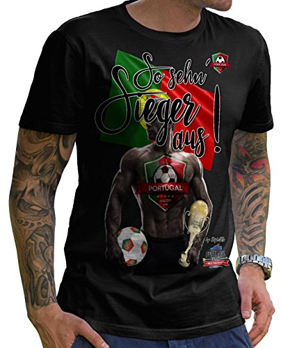 Stylotex Herren T-Shirt Basic So sehn Sieger aus Guy Portugal, Farbe:schwarz;Größe:M