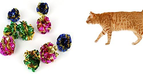 Balia 12pcs Colorful Crinkle Foil Balls Cat Kitten Sound Paper Toy Cat Toy Mylar Balls