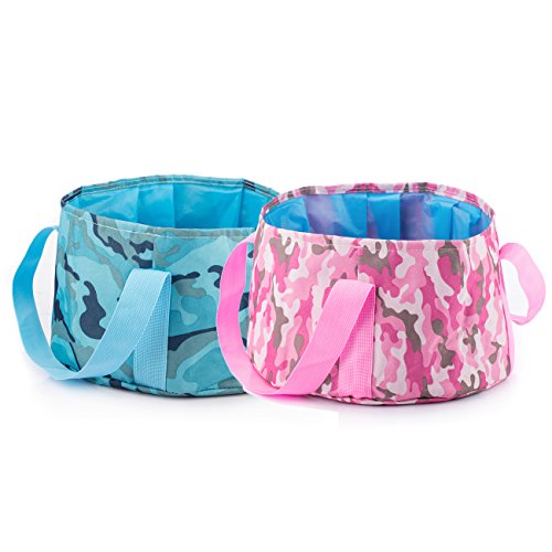 Preisvergleich Produktbild Overmont 2x Outdoor Faltbar Multifunktional Eimer Wassereimer Waschbecken Faltschüssel Spülbecken 15 Liter für Camping Wandern Picknick Angeln und Reisen