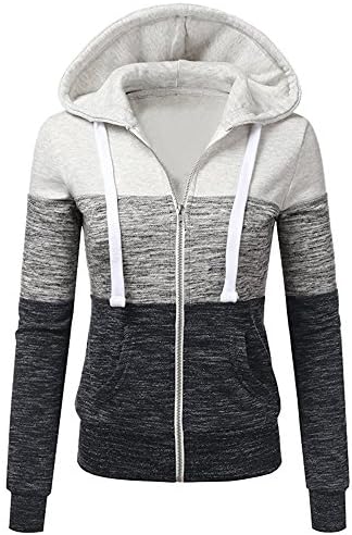 Women Winter Coats Rawdah Women Long Sleeve Thin Zip Contrast Hood Hoodies Autumn Casual Jacket Coat (Beige, XL)